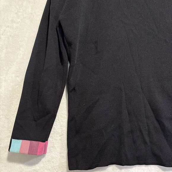 Attitude Knit Single Hook Closure Cardigan Large Black Color block Trim Stretch - Picture 7 of 14